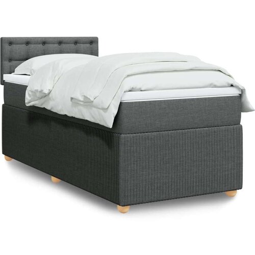 VidaXL Krevet s oprugama i madracem tamnosivi 90 x 190 cm od tkanine Slike
