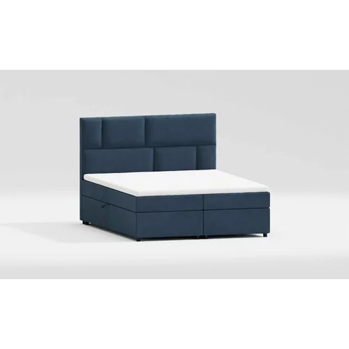 Ropez Tamno plavi boxspring krevet s prostorom za odlaganje 200x200 cm Lola –