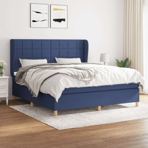  Box spring postelja z vzmetnico modra 160x200 cm blago, (20897431) Cene