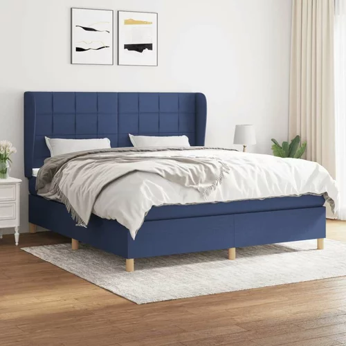  Box spring postelja z vzmetnico modra 160x200 cm blago, (20897431)