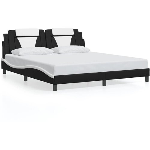  The Living Store Posteljni okvir z LED lučkami črno bel 180x200 cm umetno usnje - Posteljni Okvir, (21497018) Slike