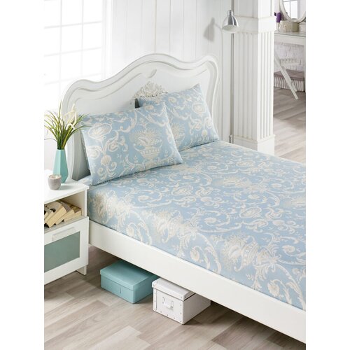 Aberto Design set čaršaf i 2 jastučenice Tuval, 160x200+20 cm , Plavo-krem Cene