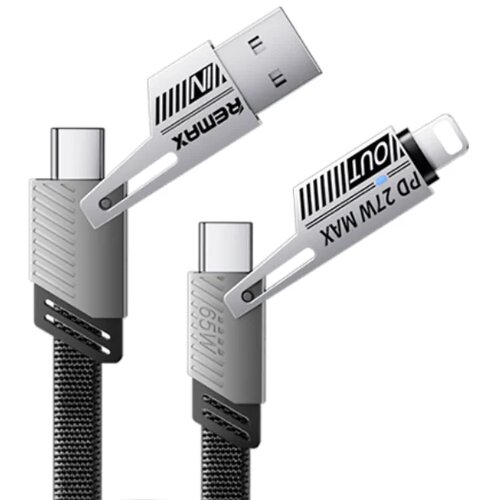 Remax RC-C189 USB A+C na USB C+Lightning 2u2 65W 1m data kabl crni Slike