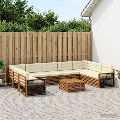 Set vanjskih sofa 10 kom. Prirodna i krem Čvrsto drvo akacije Cene