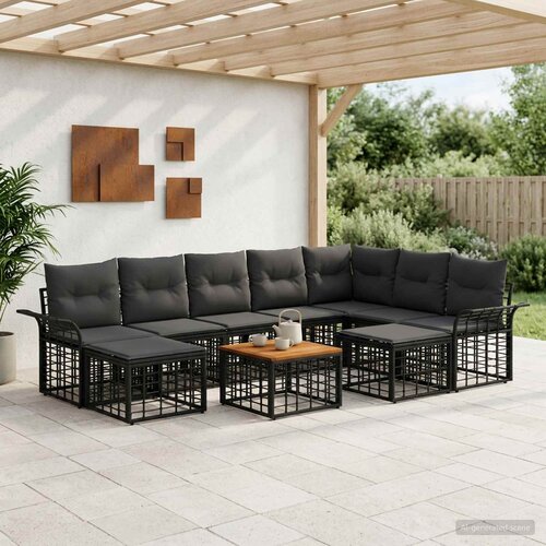  Set vanjskih sofa 10 kom. Crna i tamno siva Poliester Cijene