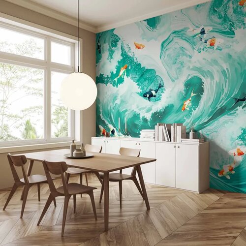  Foto tapeta - Fish and waves 200x140 Vodootporna Slike
