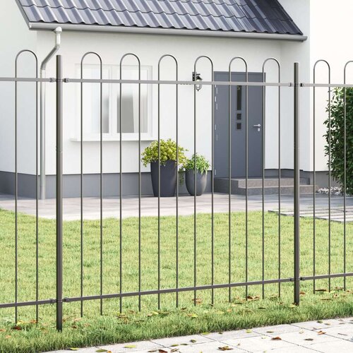  Ograde za vrt s arkadnim vrhom Siva 6 8x1 5 m Čelik Cijene