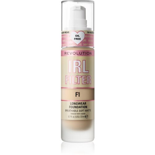 Makeup Revolution IRL Filter dolgoobstojni matirajoči tekoči puder odtenek F1 23 ml Slike