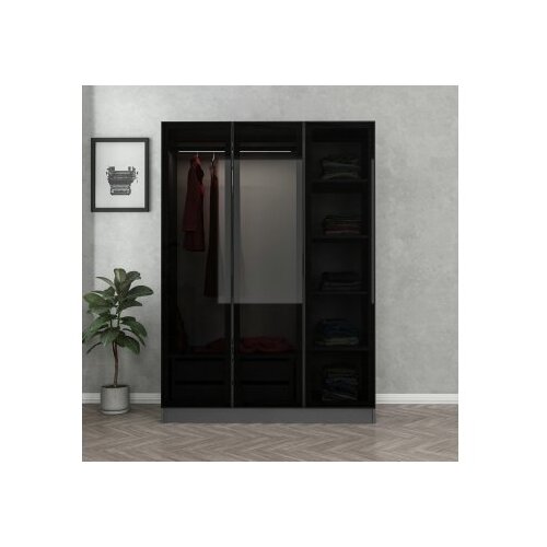 Woody Fashion Ormar Kale 135x190x52cm Crni Slike