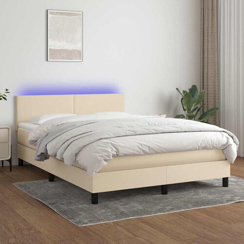  box spring s madracem LED krem 140x190 cm od tkanine Cene