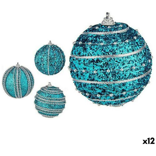  Set božićnih kuglica S olak&amp;scaron;anjem &amp;Oslash; 8 cm Plava PVC (12 kom.) Slike
