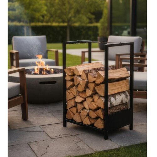  Stalak za drva 39x35x76 cm, crne boje Slike