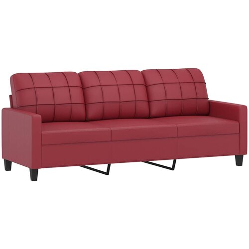  3-dijelni set sofa s jastucima boja vina od umjetne kože Slike