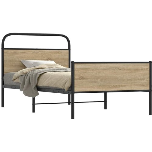 vidaXL Posteljni okvir brez vzmetnice 90x200 cm sonoma hrast inž. les Cene