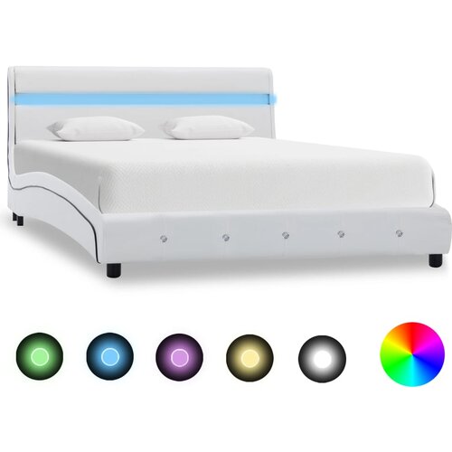 VidaXL Okvir za krevet od umjetne kože LED bijeli 120 x 200 cm Slike
