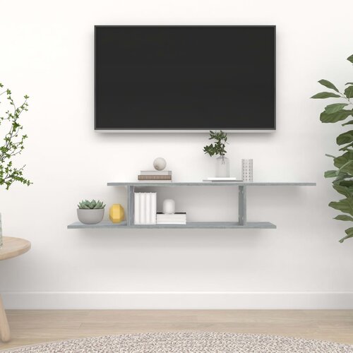 vidaXL Stenska TV polica siva sonoma 125x18x23 cm konstruiran les Cene