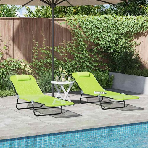  Sklopiva ležaljka za sunčanje 2 pcs Zelena 182 x 55 x 85,5 cm Cene