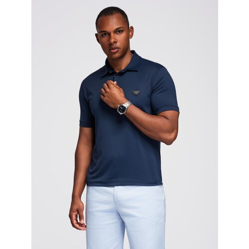 Ombre Stylish men's stretch fabric polo shirt - navy blue Cene