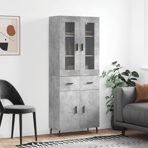vidaXL Visoka komoda siva betona 69 5x34x180 cm od konstruiranog drva Cijene