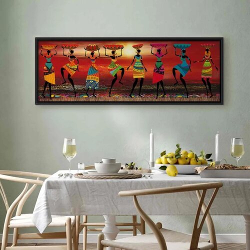  Slika - African Women Dancing 120x40 U crnom drvenom okviru Slike