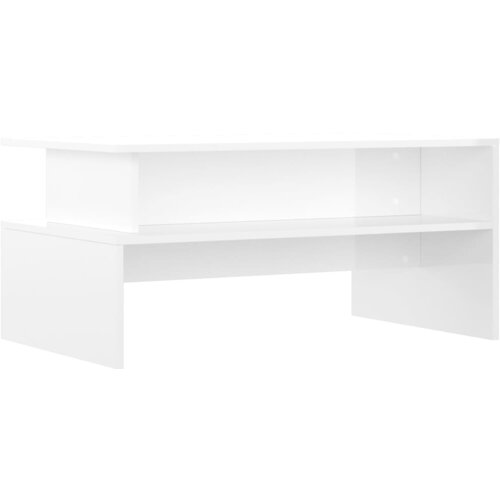 Maison Chic Klubska mizica - kavna mizica - Nizka mizica visok sijaj bela 90x55x42,5 cm inženirski les, (21751920) Slike