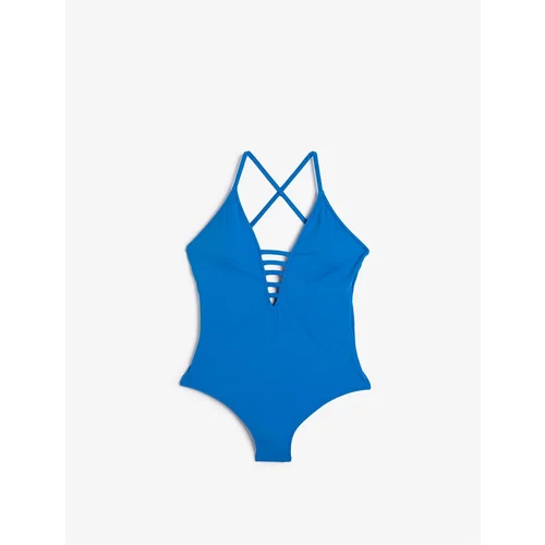 Koton V-Neck Swimwear Window Detailed Crossovers Covered