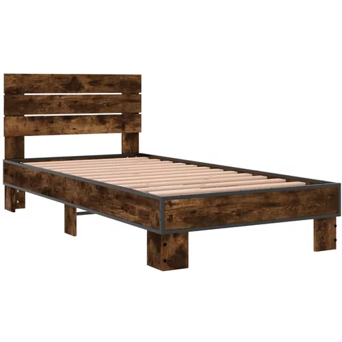 vidaXL Okvir kreveta boja hrasta 75 x 190 cm konstruirano drvo i metal