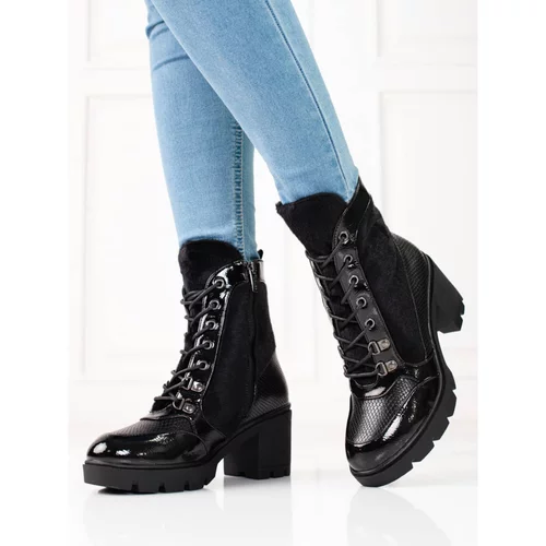 SHELOVET Lace-up women's ankle boots with heels
