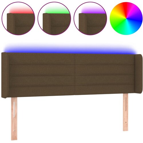  LED uzglavlje tamnosmeđe 147x16x78/88 cm od tkanine Slike