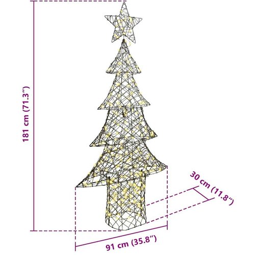 VidaXL Božićno drvce s 240 LED svjetlima Topla bijela 180 cm Ratan Slike