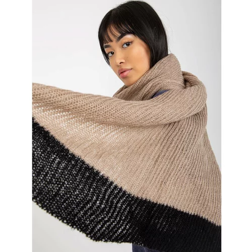 Fashion Hunters Beige and black long knitted scarf for women
