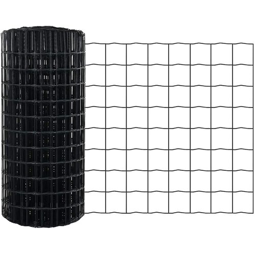  Ograda s postovima Siva 0,4 x 50 m Čelik i PVC Slike