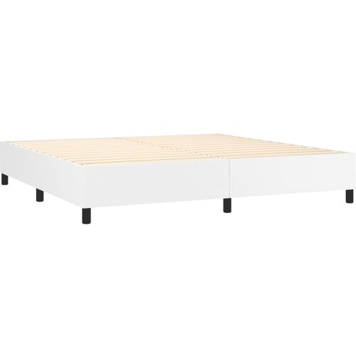  Krevet box spring s madracem LED bijeli 200x200 cm umjetna koža Slike