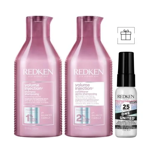 Redken Volume Injection Set šampon 300 ml + regenerator 300 ml + za sjaj kose 30 ml za ženske