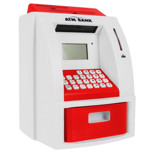  Kasica prasica u obliku bankomata s karticom za bankomat i PIN bravom - crveni Cijene