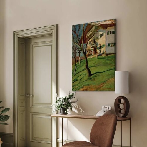  Slika - August Macke &amp;ndash; Unser H&amp;auml;uschen in Tegernsee 60x90 Premium Print Slike