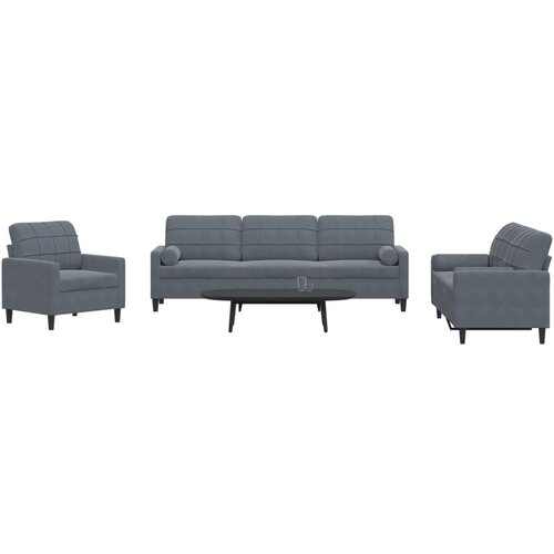  3-dijelni set sofa s jastucima tamnosivi bar&scaron;unasti Cijene