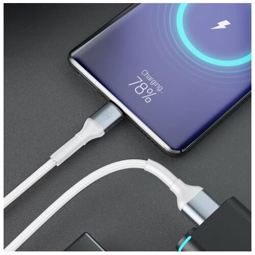 3mk Hyper kabel N-SERIES USB-A v USB-C 1m bel Slike