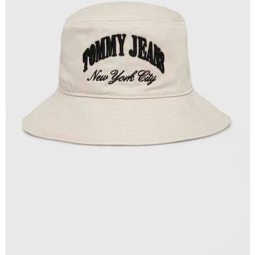 Tommy Jeans Bombažni klobuk bež barva, AW0AW15960