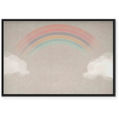 Slika - Rainy June - Colorful Rainbow Emerging from Clouds on a Bright Background 120x80 U crnom drvenom okviru Slike