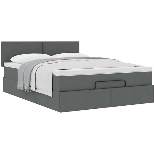 VidaXL otomanski okvir kreveta s madraca tamnosivi 140x200cm tkanine Slike