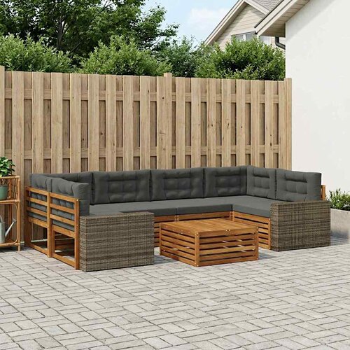  Set vanjskih sofa 7 kom. Prirodna i antracit Poliester Cijene