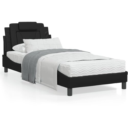 VidaXL Okvir za krevet s uzglavljem crni 90x190 cm od umjetne kože Slike