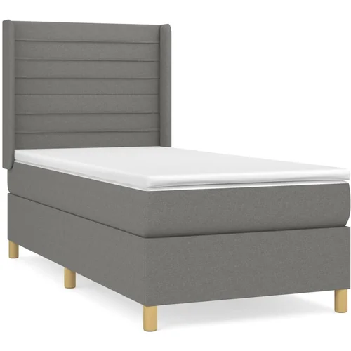 Maison Chic Box spring postelja - Vzmetna postelja z vzmetnico temno siva 90x200 cm blago SL20201, (21893347)