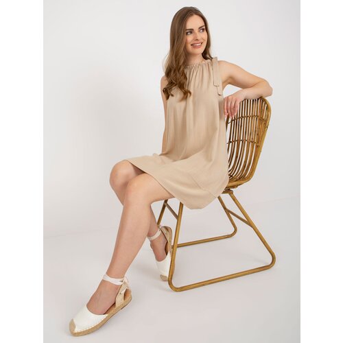 Fashion Hunters Beige oversized viscose dress by OCH BELLA Slike