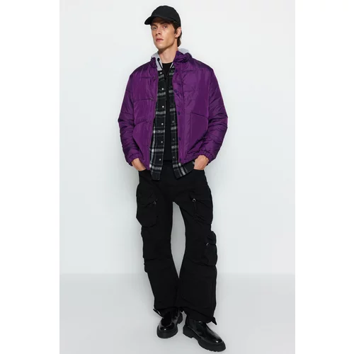 Trendyol Dark Purple Men's Regular Fit Puffy Winter Coat