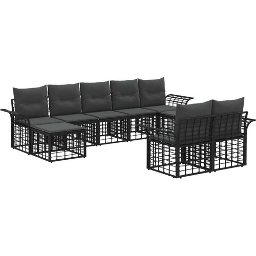  Set vanjskih sofa s jastukom 9 pcs Crna i tamno siva Poliester Cijene