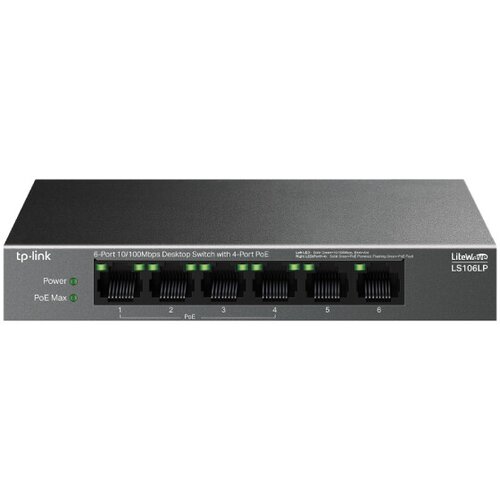 Tp-link LS106LP 6-Port 10/100 Mbps Desktop Switch with 4-Port PoE, 4&amp;times; 10/100 Mbps PoE Ports, 2&amp;times; 10/100... Slike