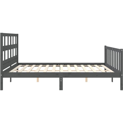  Okvir za krevet s uzglavljem sivi 200 x 200 cm od masivnog drva Slike