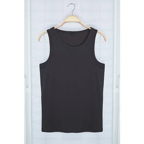 Trendyol Anthracite Slim/Slim Fit Ribbed Basic Sleeveless T-Shirt/Athlete